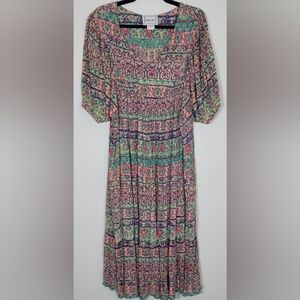 Saybury Womens Floral Maxi Dress Size L Rayon Boho Cottagecore Flowy Romantic
